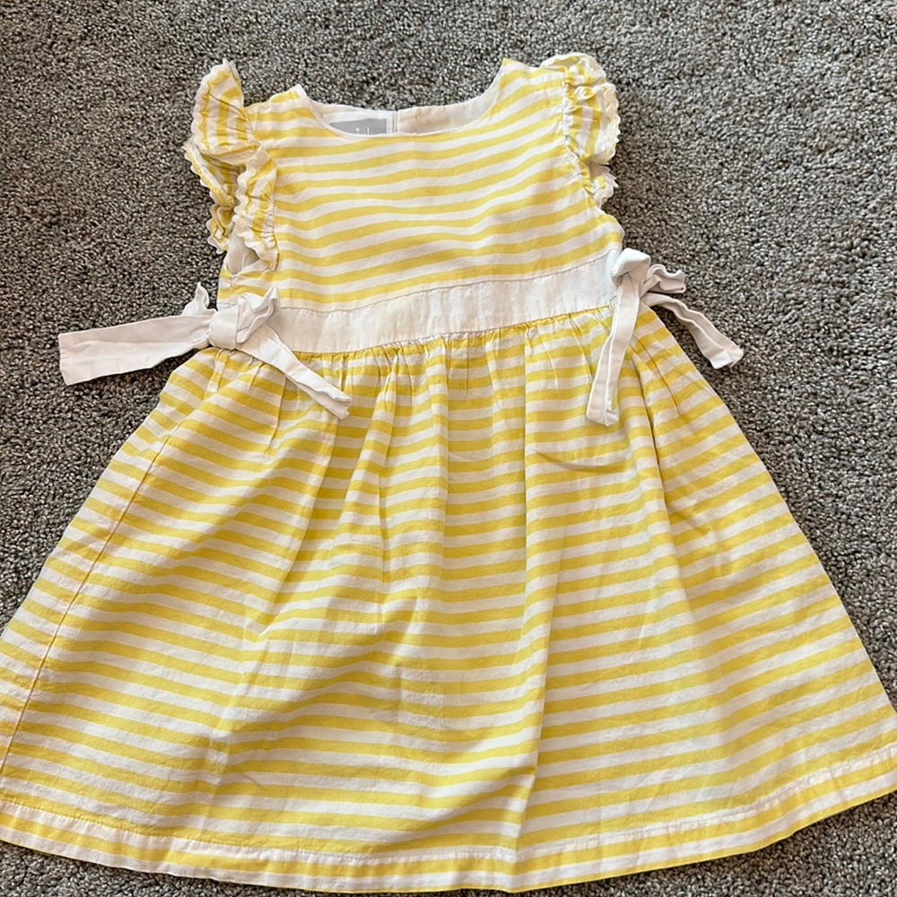 Lil Cactus 2T yellow and white striped dress